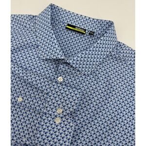 Murano Shirt Mens 4XB Blue Geometric Performance Stretch Button Up NWOT